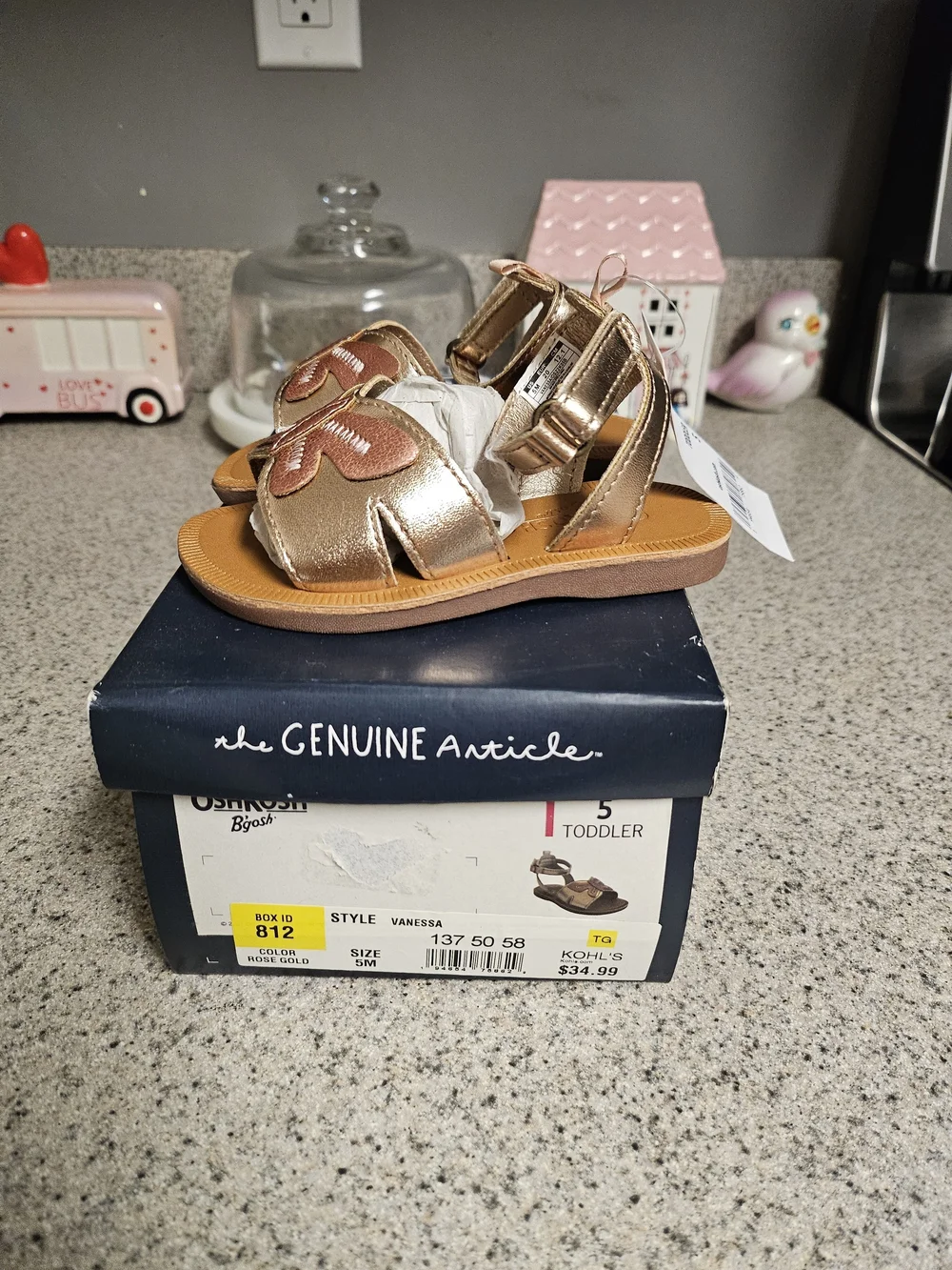 OshKosh B'gosh Toddler Metallic Butterfly Sandals - Rose Gold